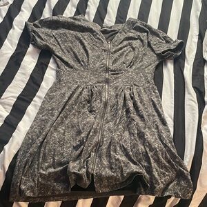 Acid wash zip up dress
